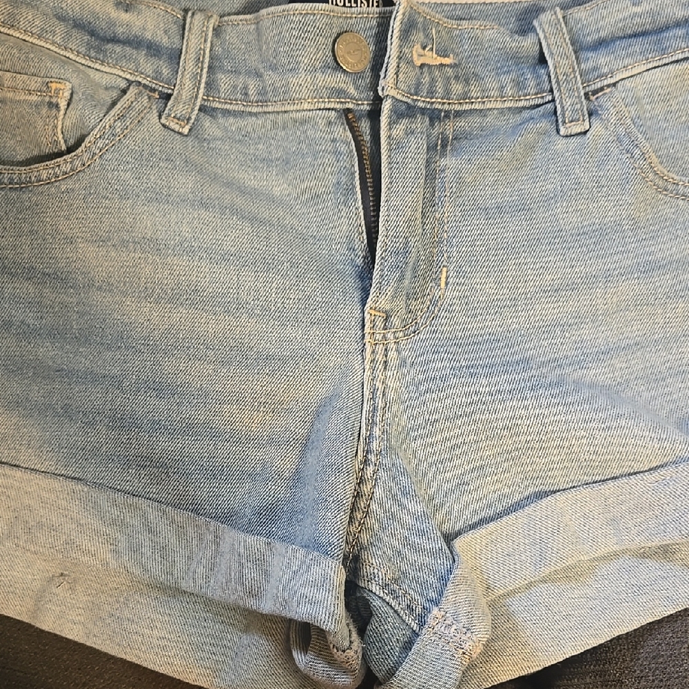 Hollister Blue Jean Shorts with Cuffed Hem